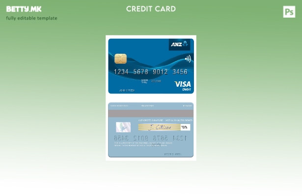 Шаблон за виза дебитна картичка во модерен стил Самоа ANZ Bank